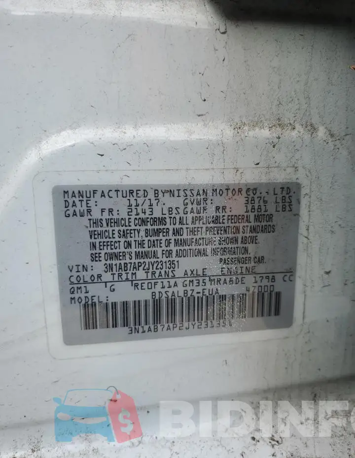 3N1AB7AP2JY231351 Photo# 12