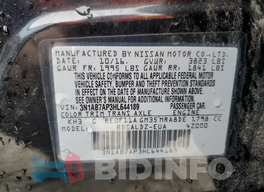 3N1AB7AP3HL644189 Photo# 13