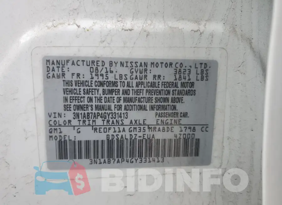 3N1AB7AP4GY331413 Photo# 13