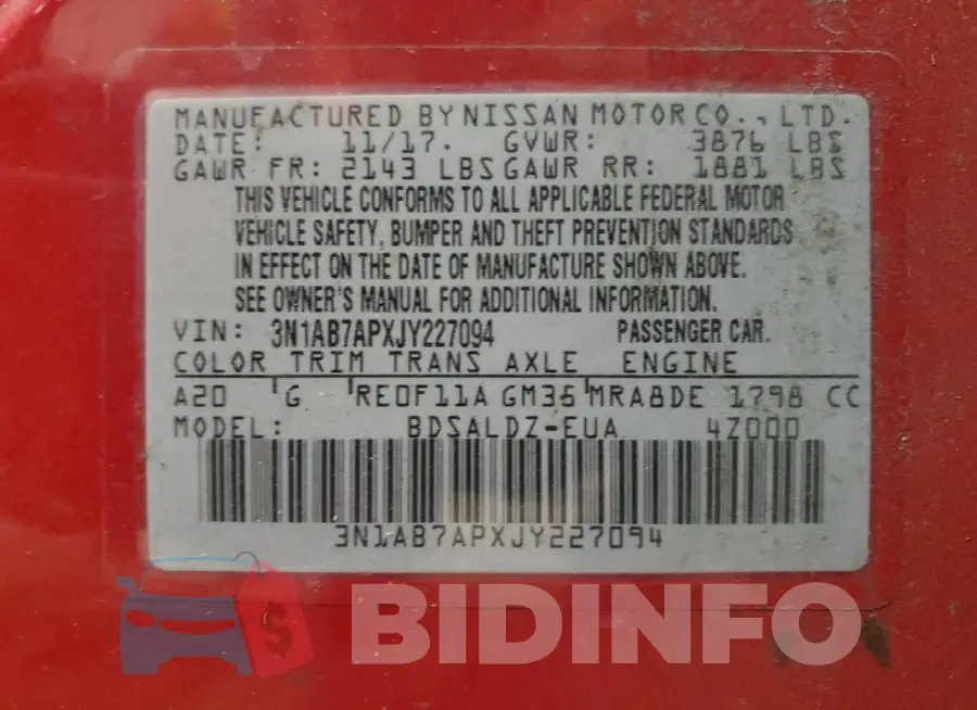 3N1AB7APXJY227094 Photo# 13