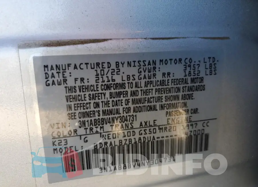 3N1AB8BV4NY304731 Photo# 12
