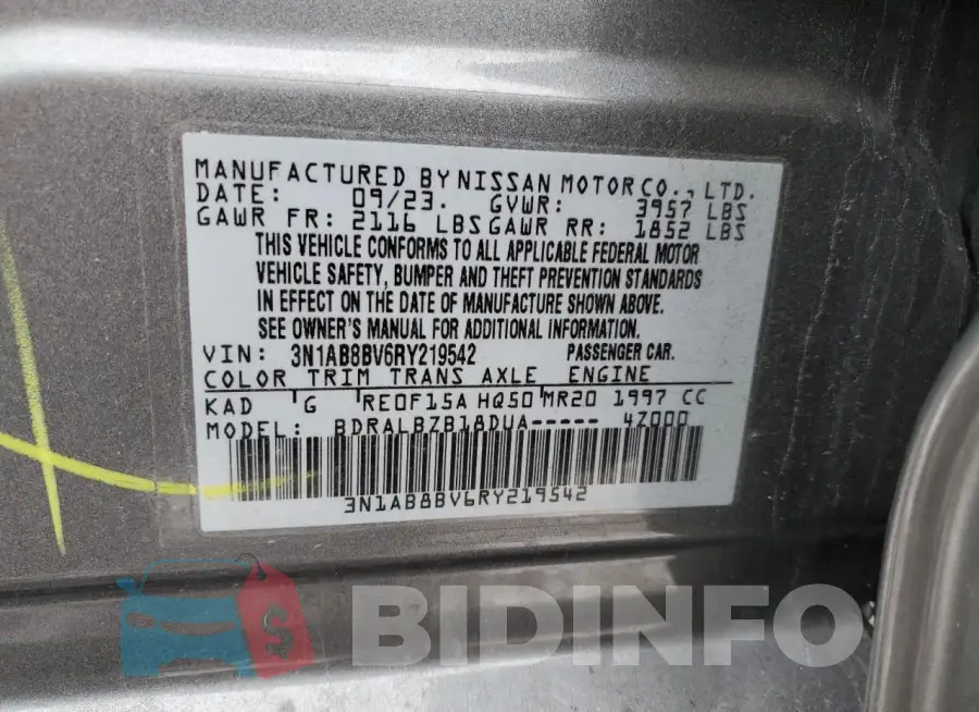 3N1AB8BV6RY219542 Photo# 13