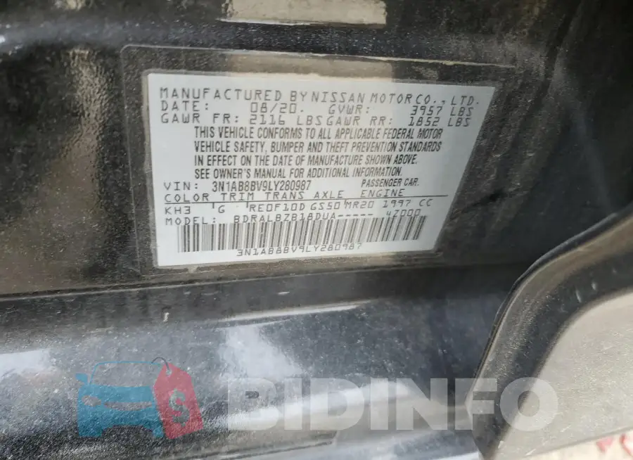 3N1AB8BV9LY280987 Photo# 12