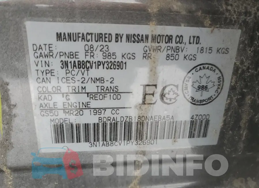 3N1AB8CV1PY326901 Photo# 12