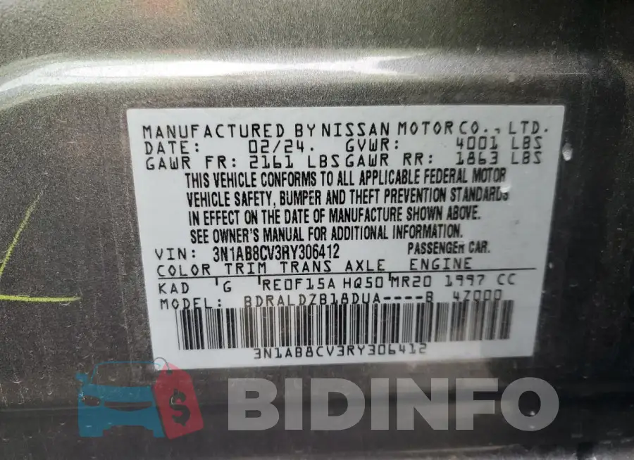 3N1AB8CV3RY306412 Photo# 12