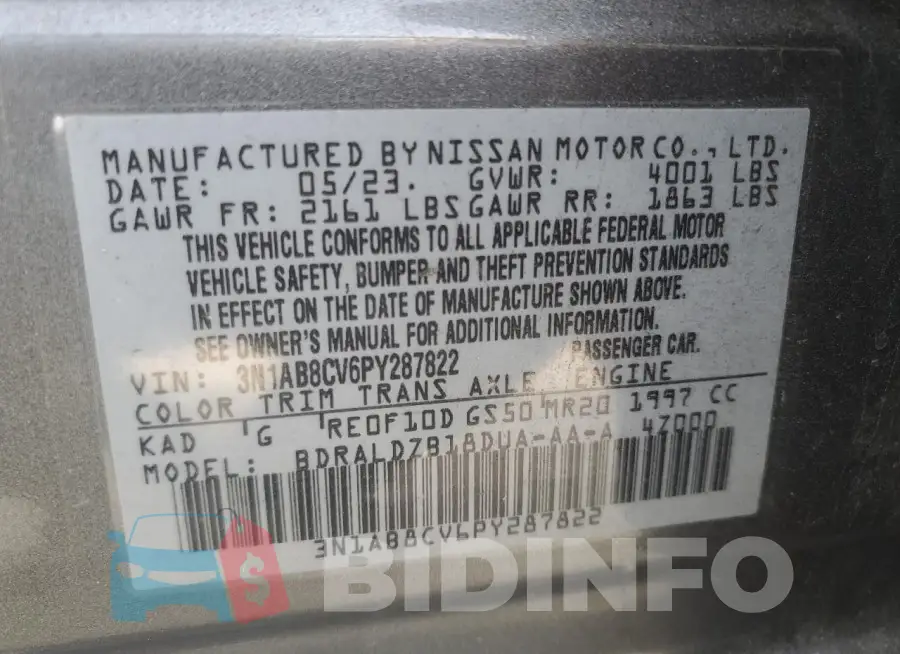 3N1AB8CV6PY287822 Photo# 13