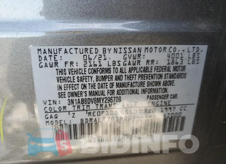 3N1AB8DV8MY296709 Photo# 12