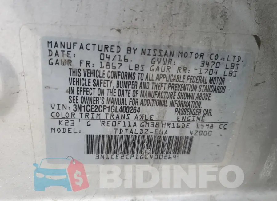 3N1CE2CP1GL400264 Photo# 12