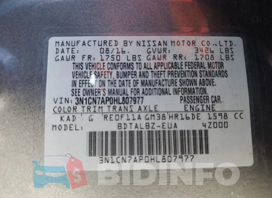 3N1CN7AP0HL807977 Photo# 12