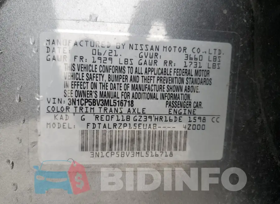 3N1CP5BV3ML516718 Photo# 13