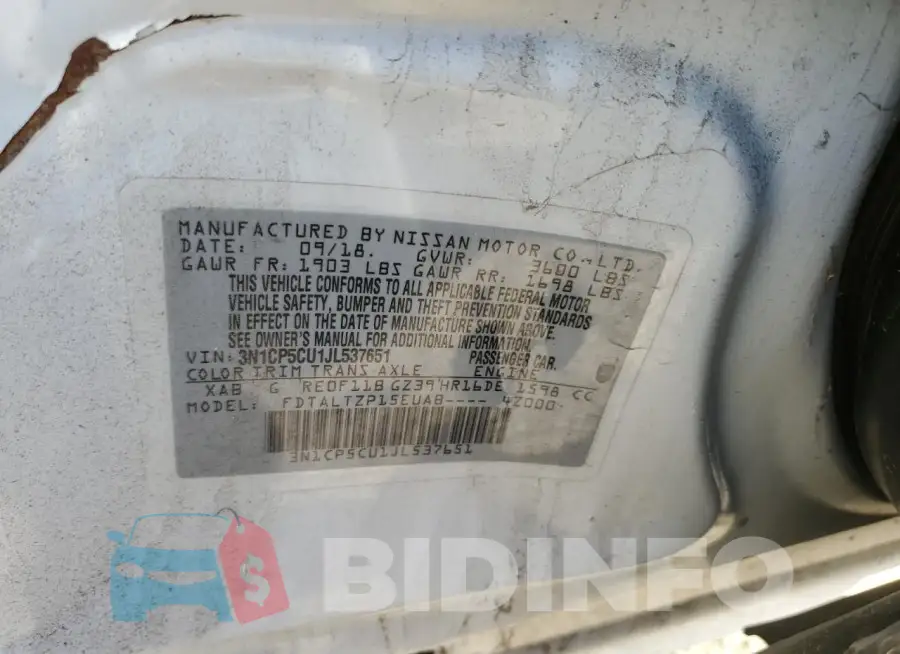 3N1CP5CU1JL537651 Photo# 14