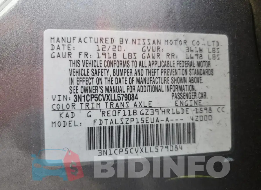 3N1CP5CVXLL579084 Photo# 13