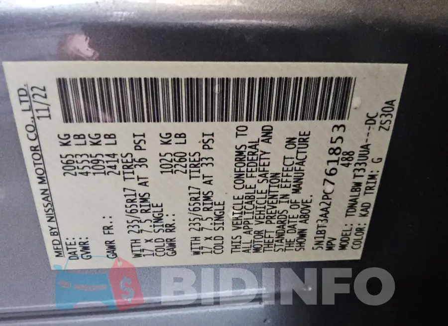5N1BT3AA2PC761853 Photo# 13