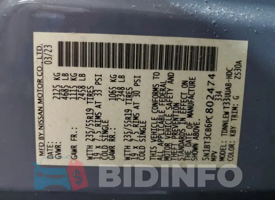 5N1BT3CB6PC802474 Photo# 14