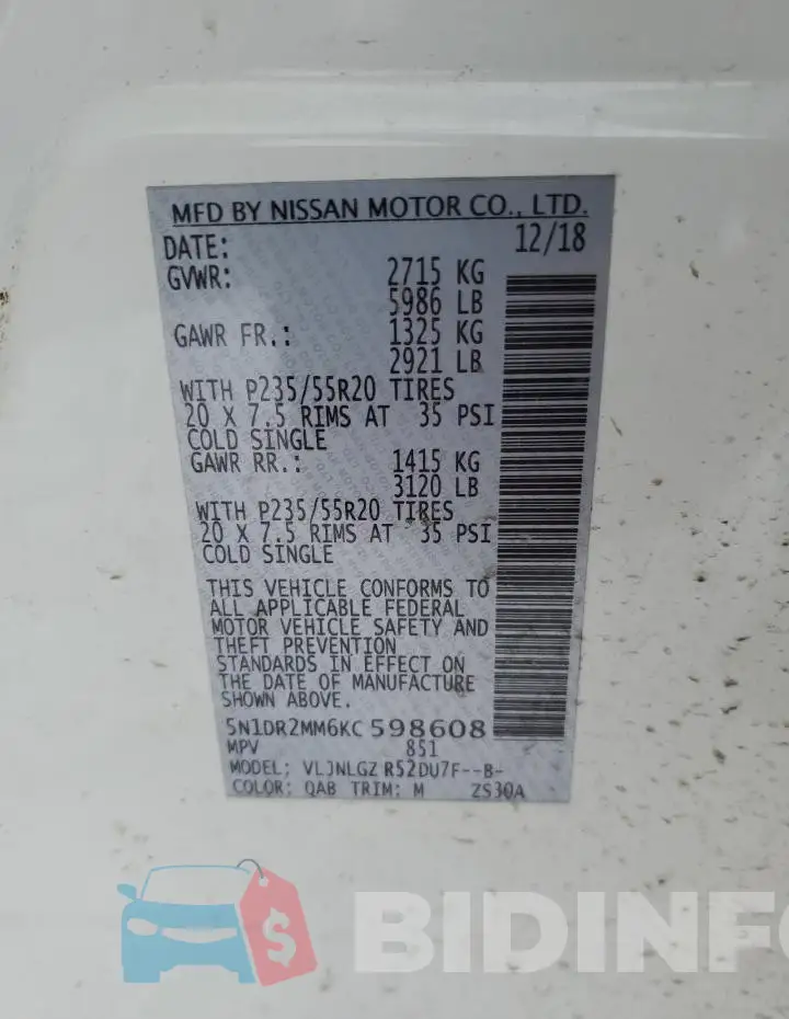 5N1DR2MM6KC598608 Photo# 14