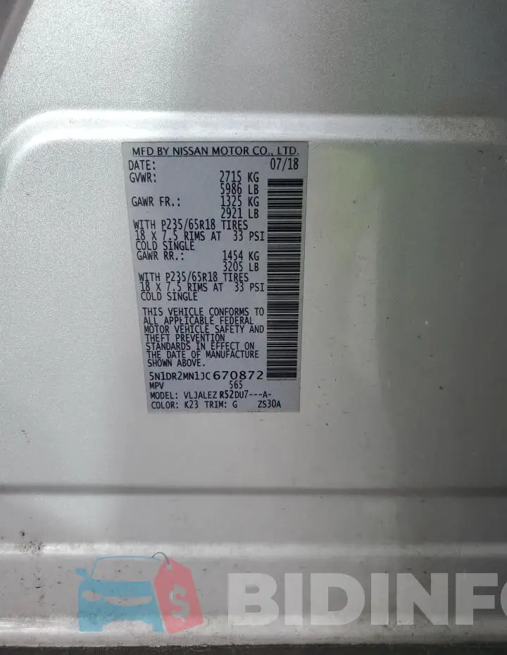 5N1DR2MN1JC670872 Photo# 13