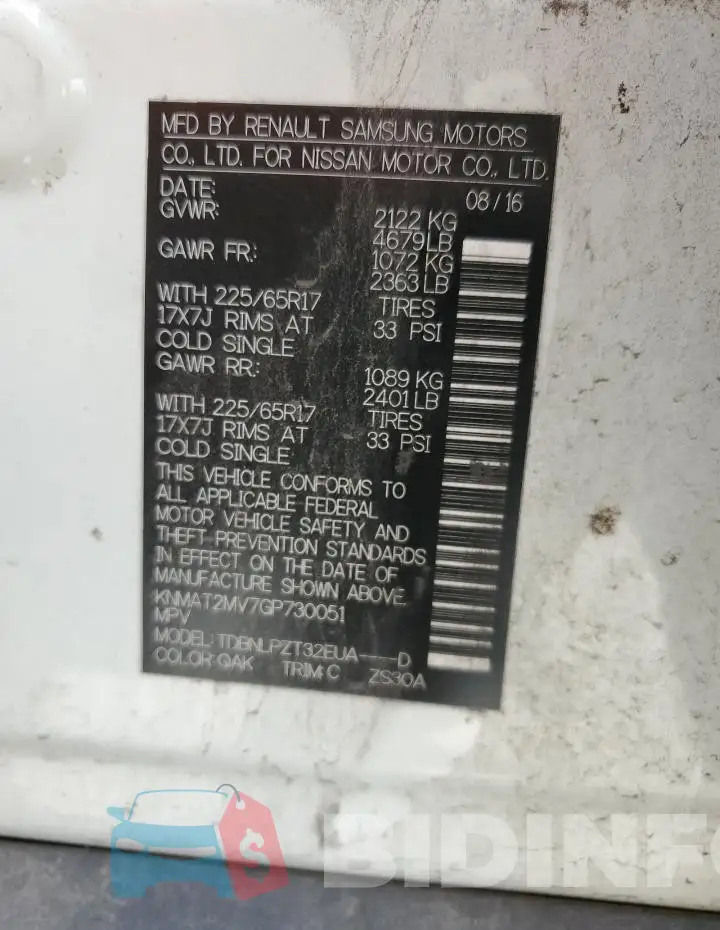 KNMAT2MV7GP730051 Photo# 13