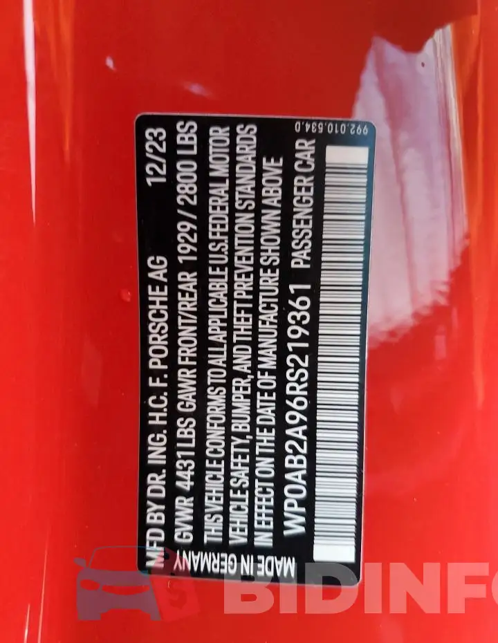 WP0AB2A96RS219361 Photo# 13