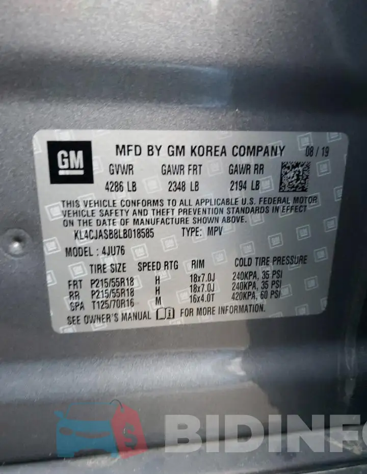 KL4CJASB8LB018585 Photo# 13