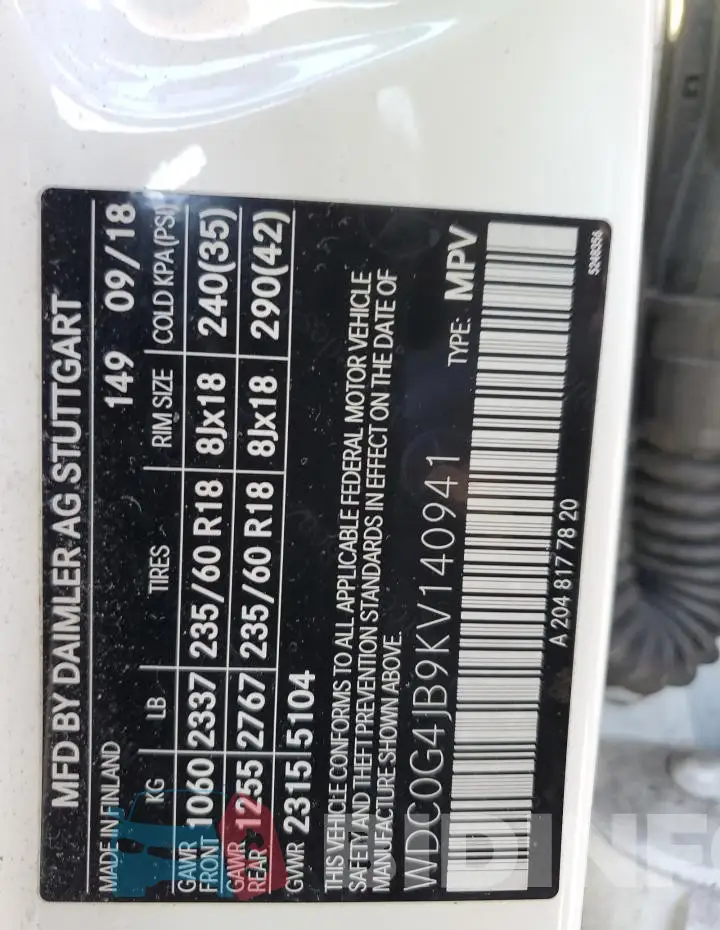 WDC0G4JB9KV140941 Photo# 13