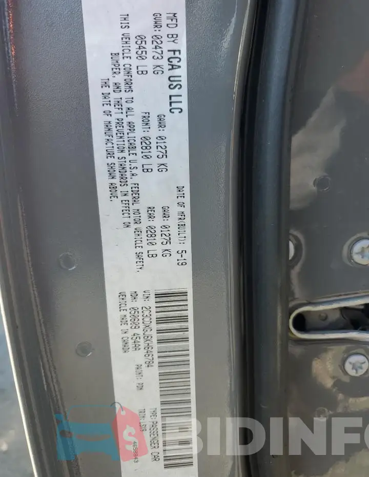 2C3CDXGJ6KH646784 Photo# 12
