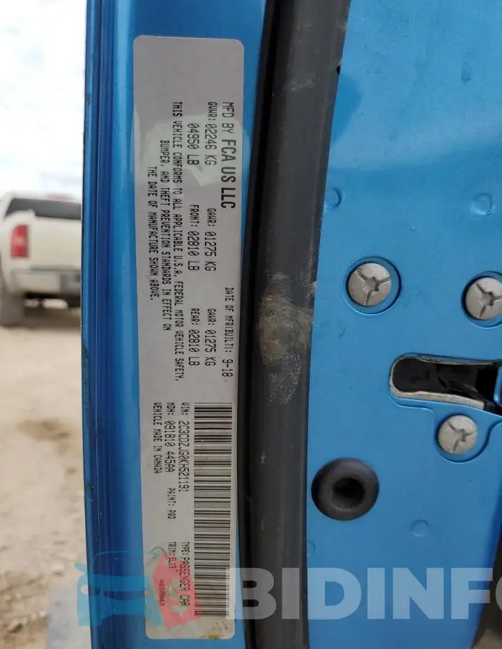 2C3CDZJG0KH521191 Photo# 12