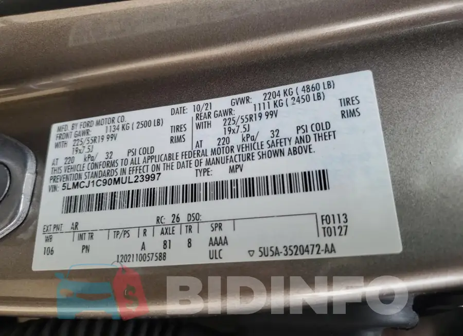 5LMCJ1C90MUL23997 Photo# 14