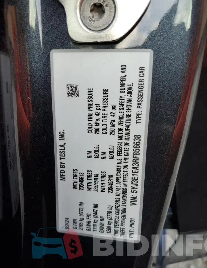 5YJ3E1EA3RF856638 Photo# 12