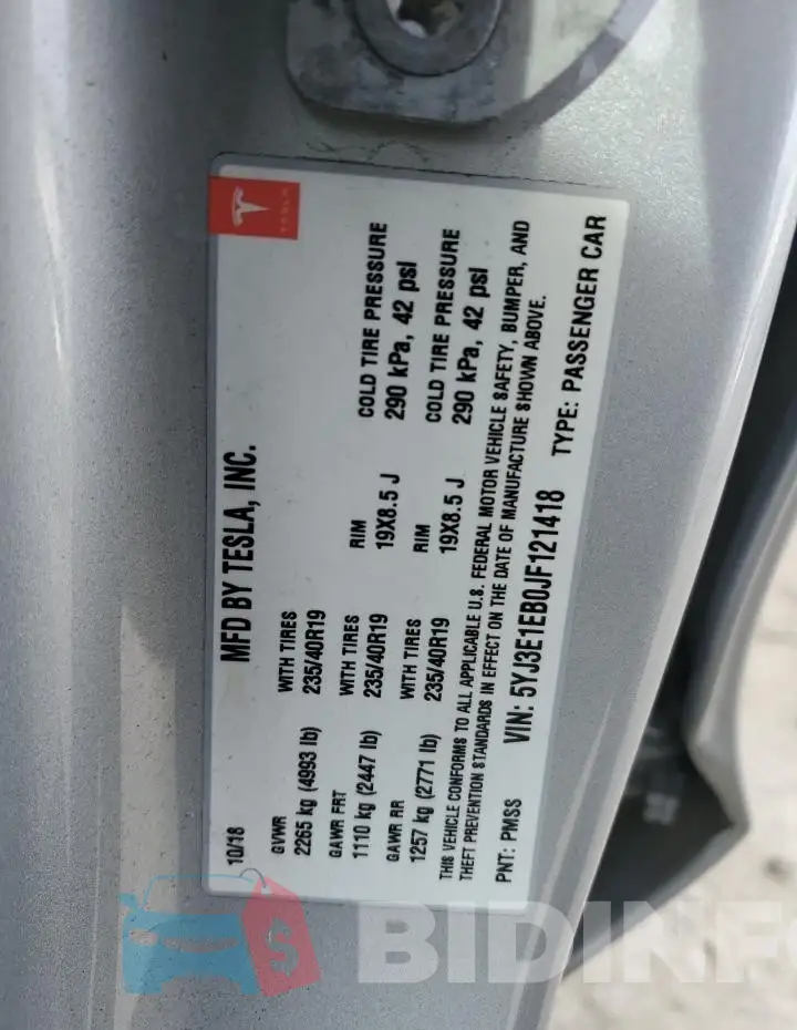 5YJ3E1EB0JF121418 Photo# 12