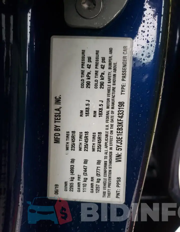5YJ3E1EB3KF433198 Photo# 13
