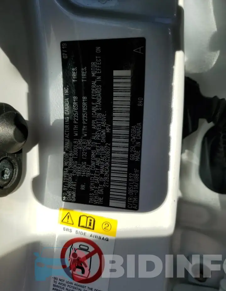 2T2BZMCA0KC206272 Photo# 13
