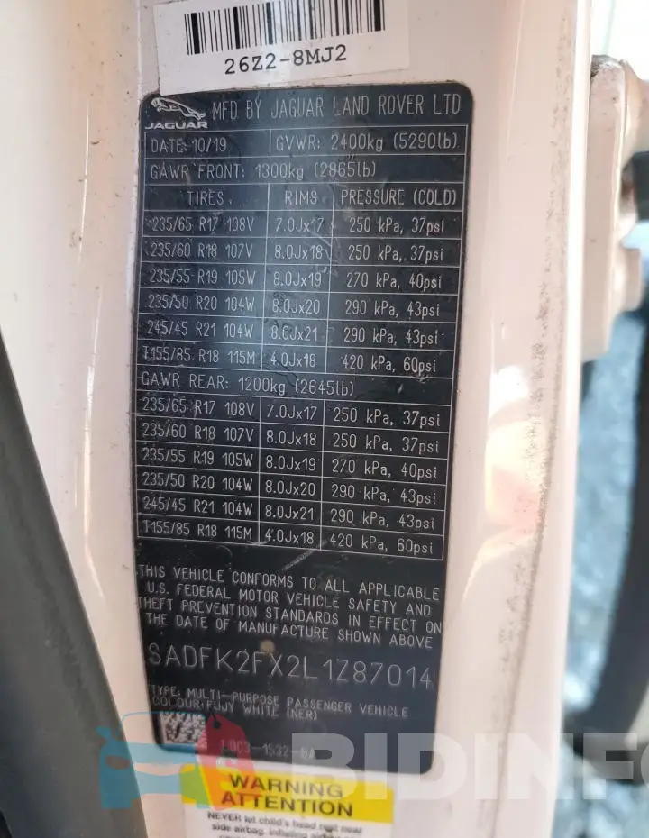 SADFK2FX2L1Z87014 Photo# 13