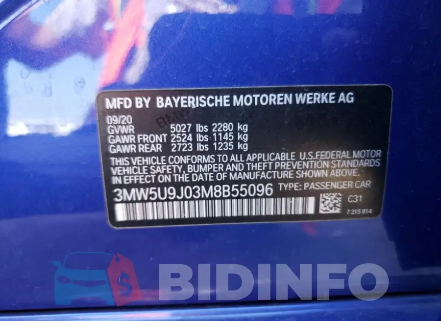 3MW5U9J03M8B55096 Photo# 12