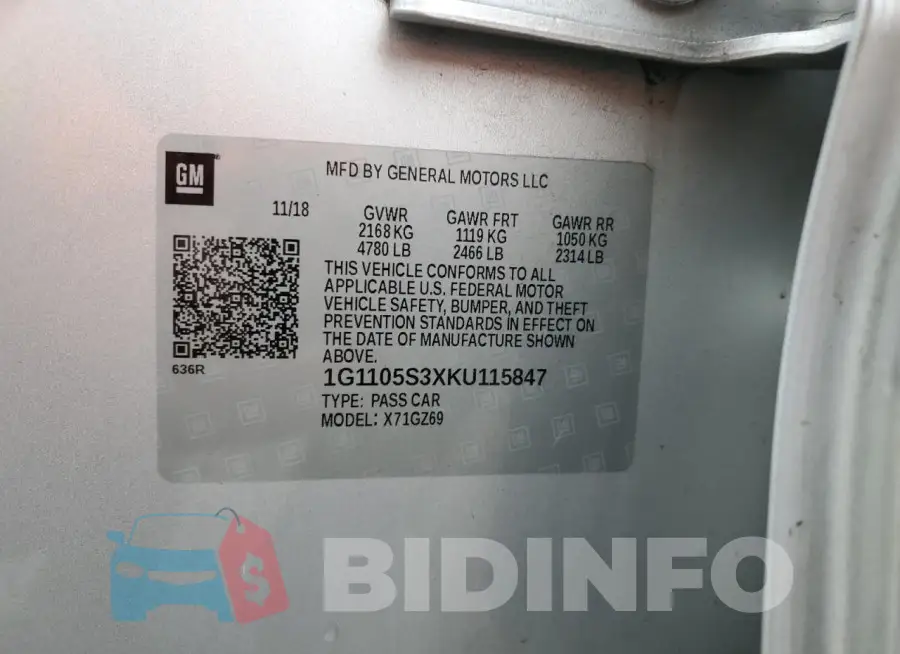 1G1105S3XKU115847 Photo# 12