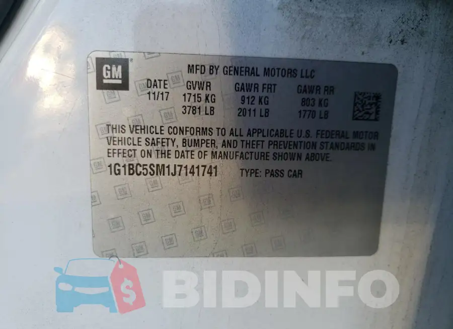 1G1BC5SM1J7141741 Photo# 13