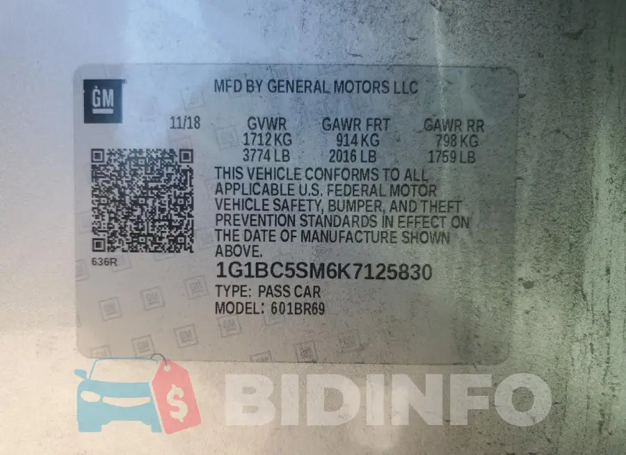 1G1BC5SM6K7125830 Photo# 12