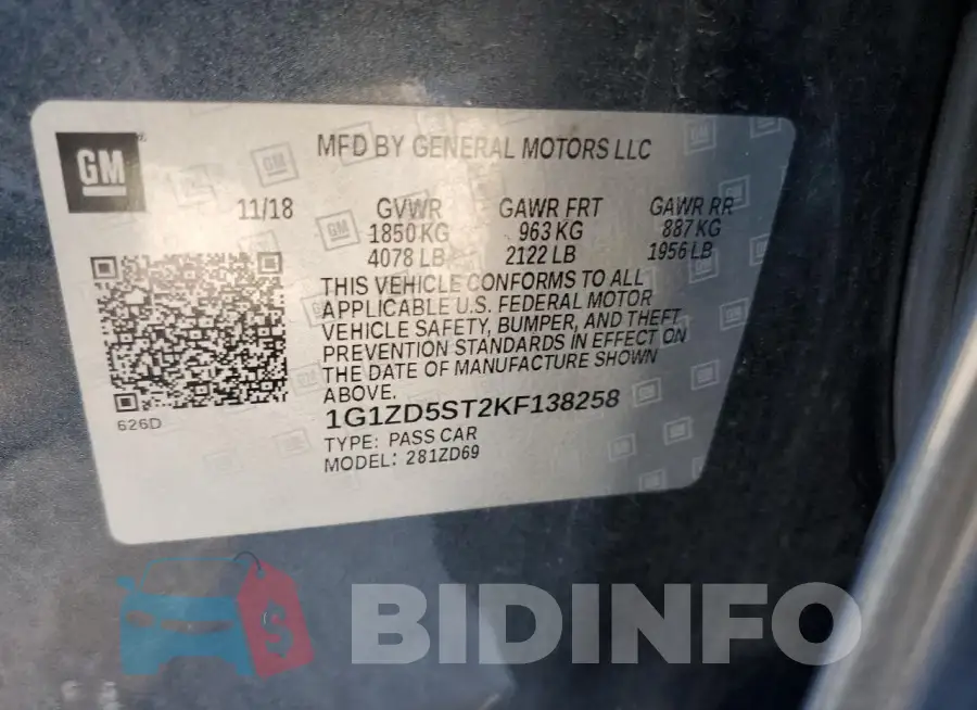 1G1ZD5ST2KF138258 Photo# 12