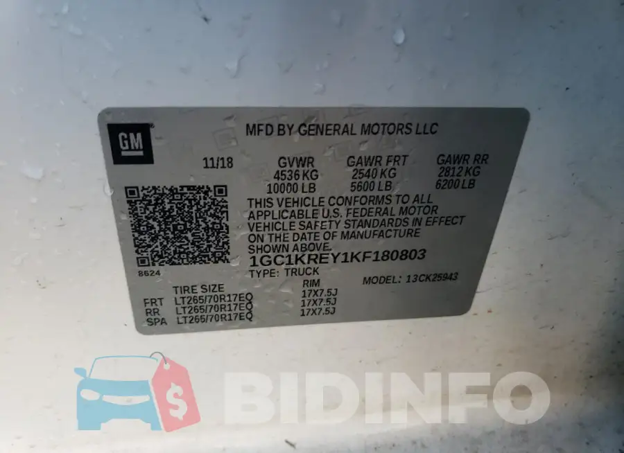 1GC1KREY1KF180803 Photo# 12