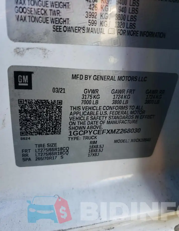 1GCPYCEFXMZ268030 Photo# 13