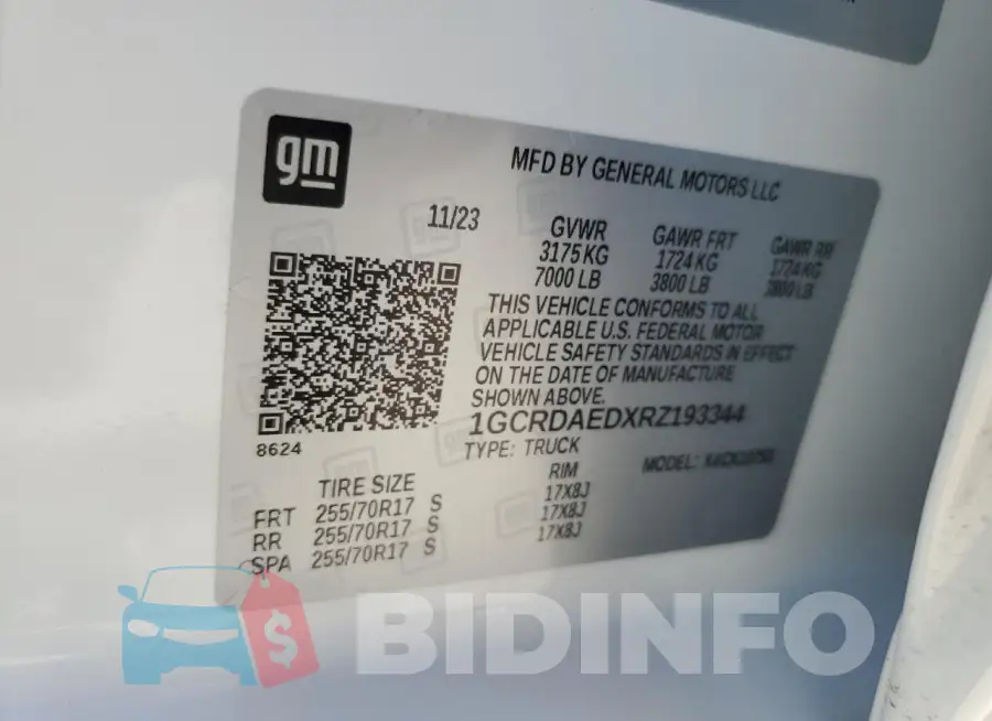 1GCRDAEDXRZ193344 Photo# 12