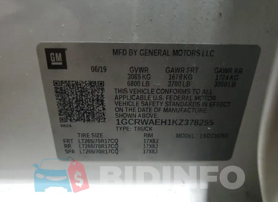 1GCRWAEH1KZ378255 Photo# 12