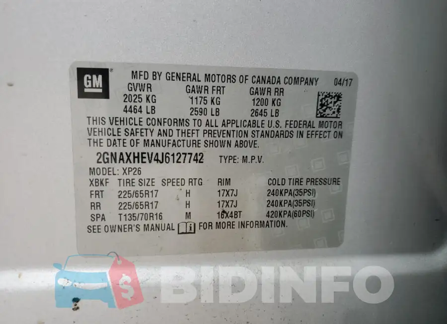 2GNAXHEV4J6127742 Photo# 14