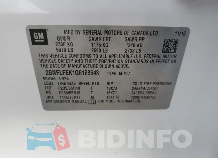 2GNFLFEK1G6183643 Photo# 13