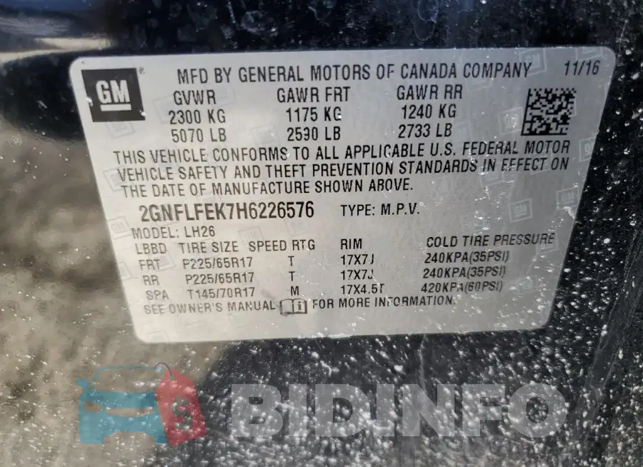 2GNFLFEK7H6226576 Photo# 13