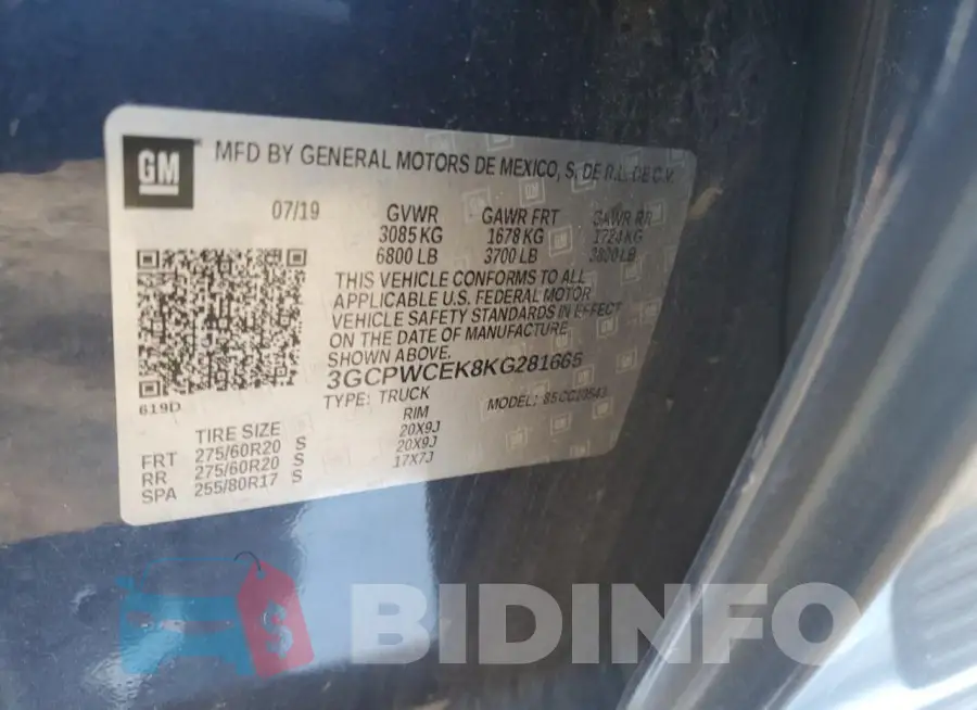 3GCPWCEK8KG281665 Photo# 12