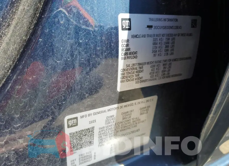 3GCUYDED2NG128143 Photo# 12