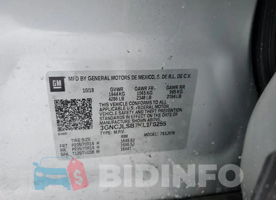 3GNCJLSB7KL186255 Photo# 13