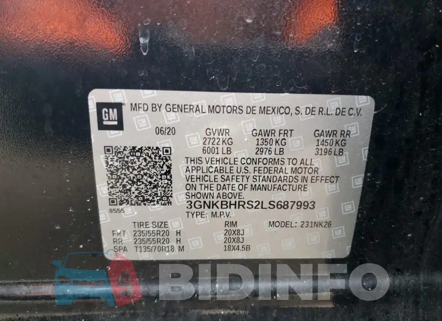 3GNKBHRS2LS687993 Photo# 14