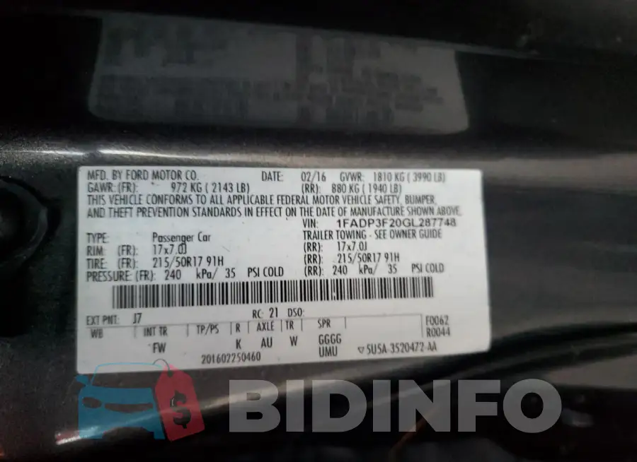 1FADP3F20GL287748 Photo# 12