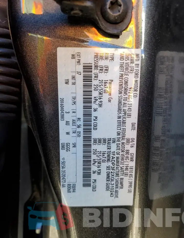 1FADP3F2XGL310243 Photo# 13